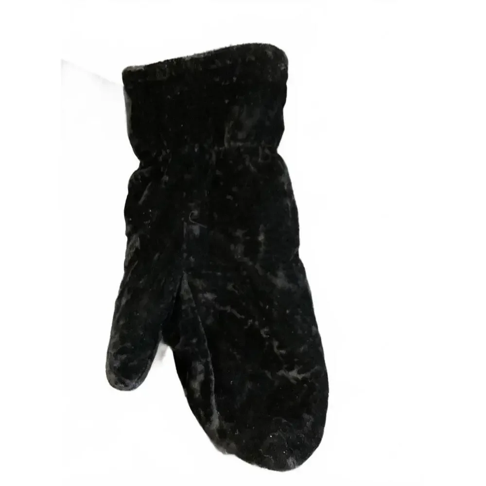 Talbots Vintage Cozy Black Velvet Mittens